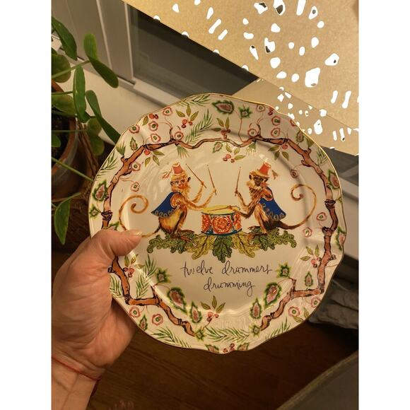Anthropologie Inslee Fariss Christmas Plates Set Of 3 Drummers Drumming New - Picture 4 of 9